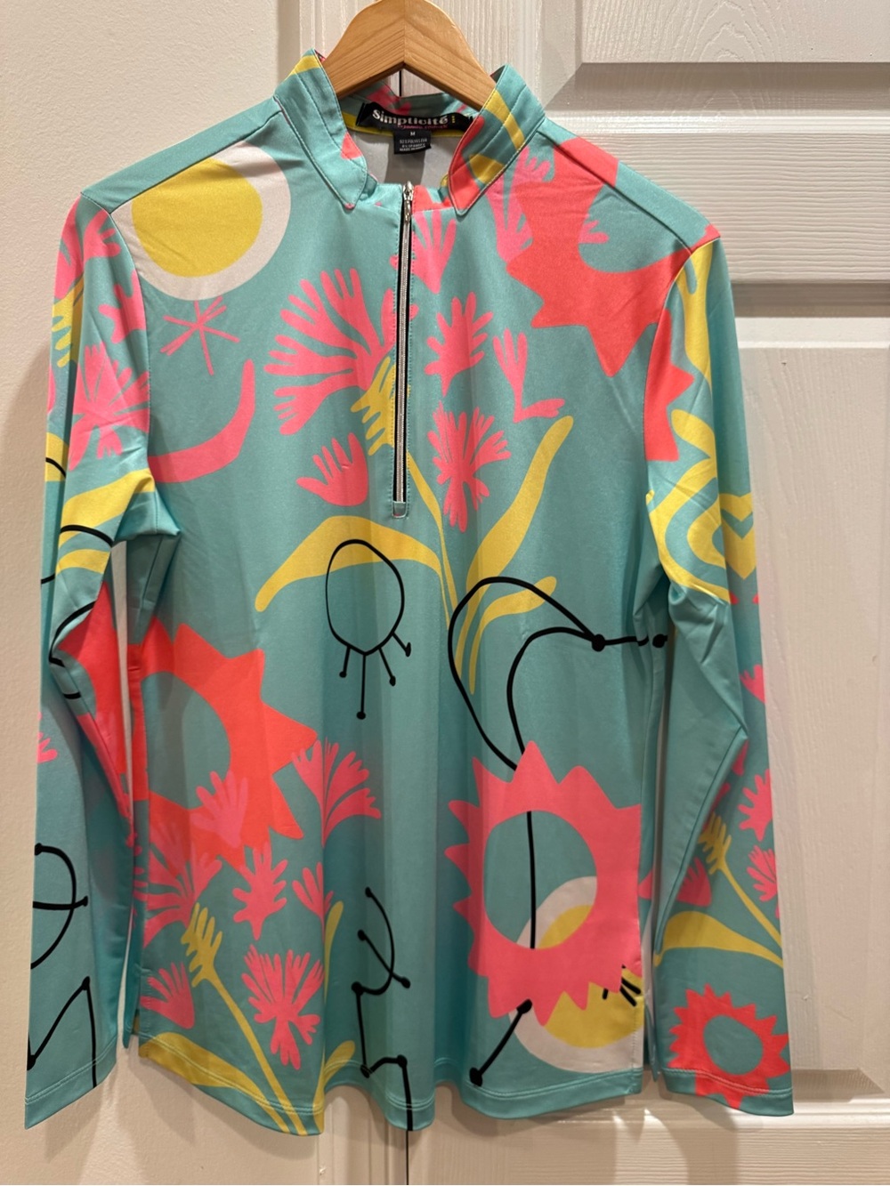 Jamie Sadock UPF Golf 1/4 Zip Pullover Abstract Print Long Sleeve Womens Medium